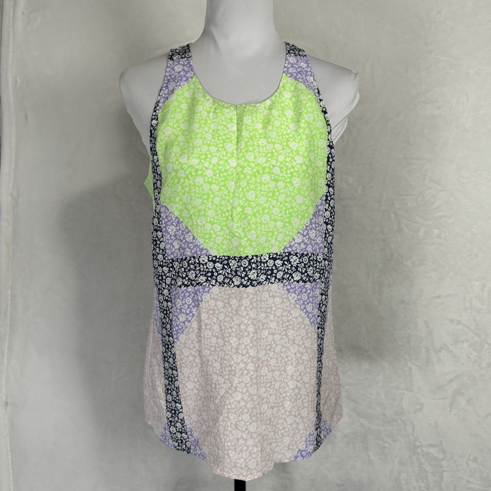 NWT J.CREW 100% Silk Top 6 Colorful Racerback Tank Floral Sleeveless Silk Blouse